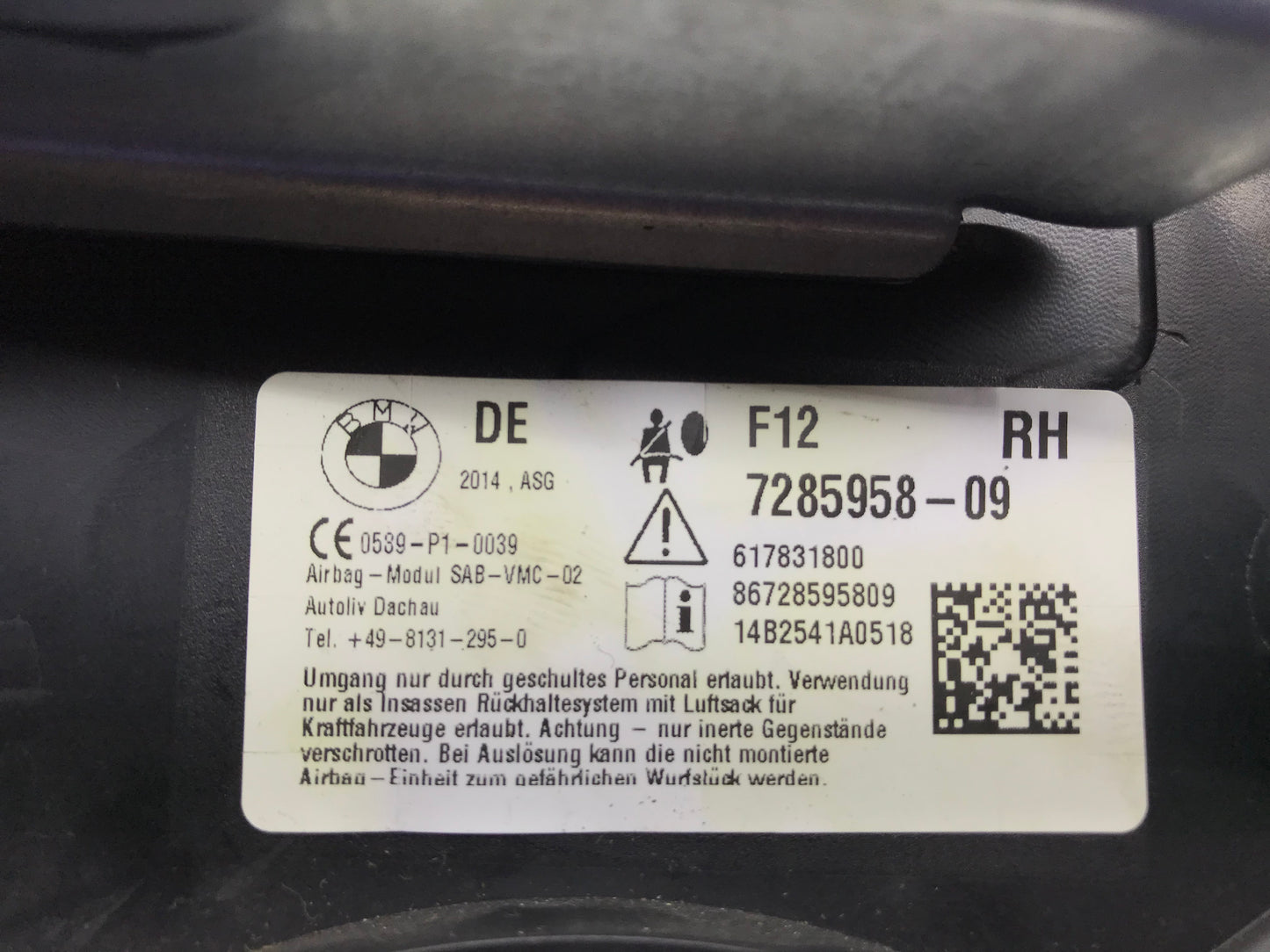 2011-2016 FRONT RIGHT SEAT SIDE AIRBAG SKU 86