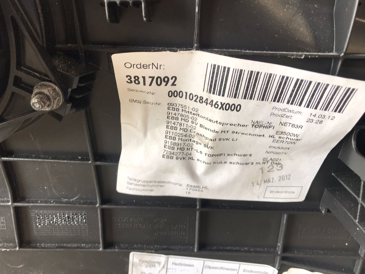 REAR PANEL DOOR SIDE LEFT BMW 128I SERIE 1 E88 OEM SKU 1251