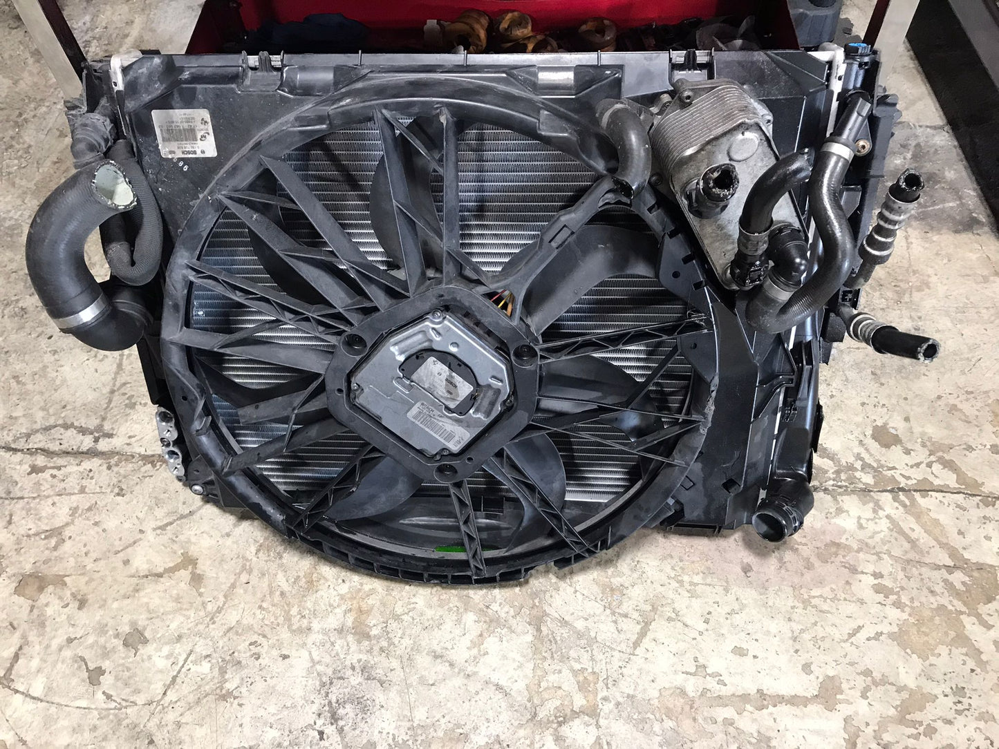NOTA * RADIATOR INTERCOOLER CONDENSER FAN COMPLETE OEM 07-13 OEM BMW E82 E90 E92 E89 N55 N54 DEFEC SKU 1283