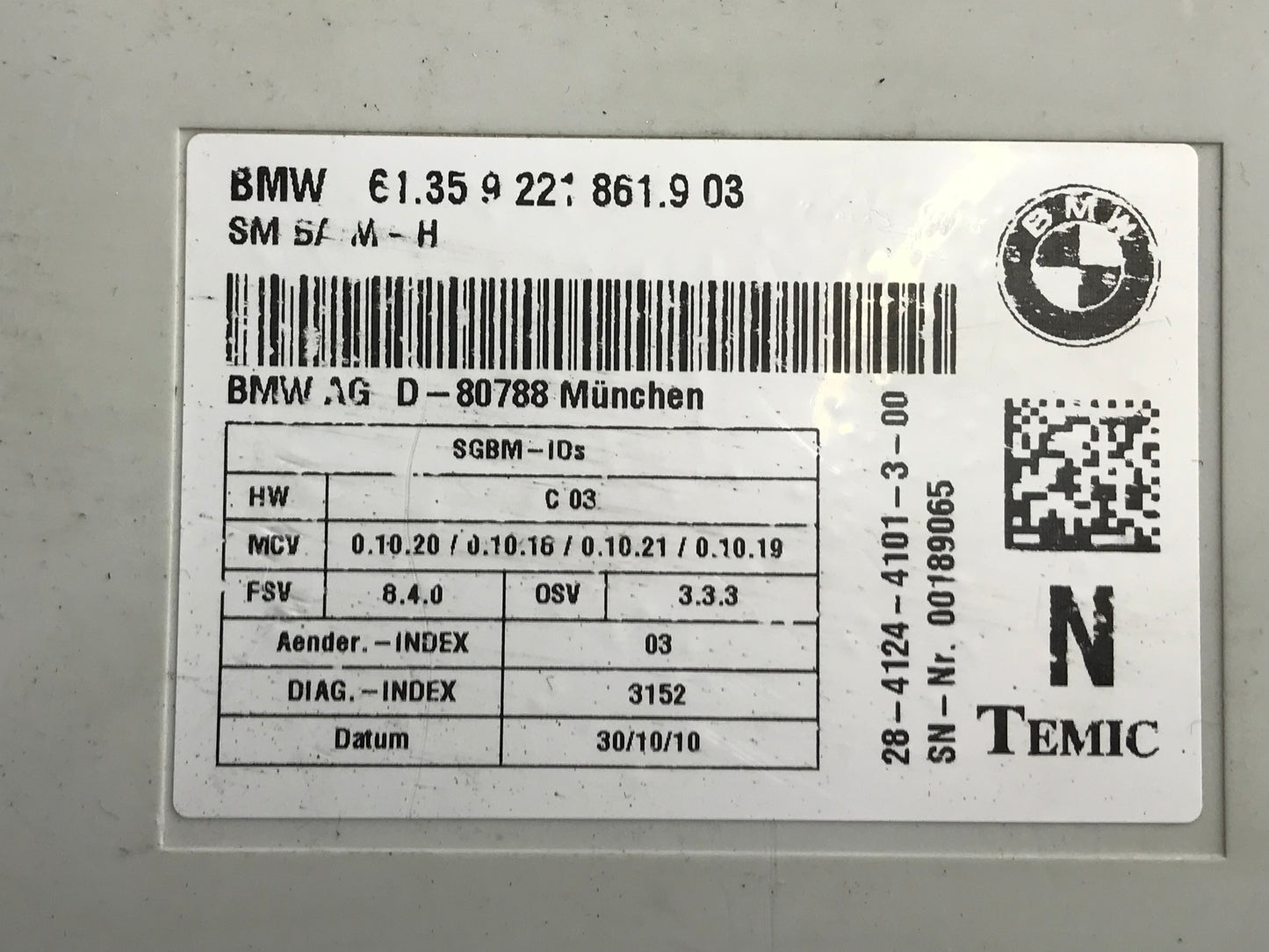 2011-2016 F3X CONTROL UNIT SEAT ADJUSTMENT MODULE SKU 87