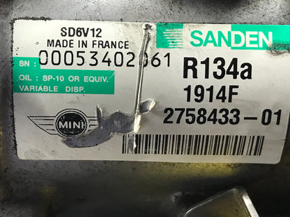 2005-2016 MINI COOPER R55/R56/R57/R60 AIR CONDITIONING A/C COMPRESSOR SANDEN SKU 173