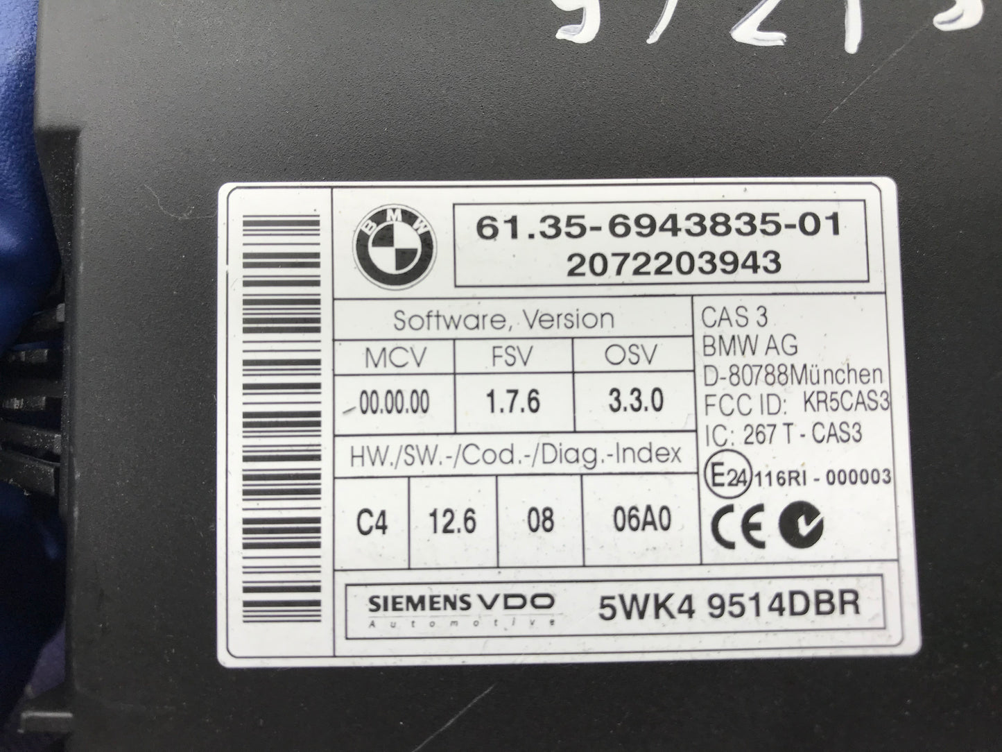E9X SET DME/ECM W/ CAS UNIT KEY AND IGNITION SKU 267